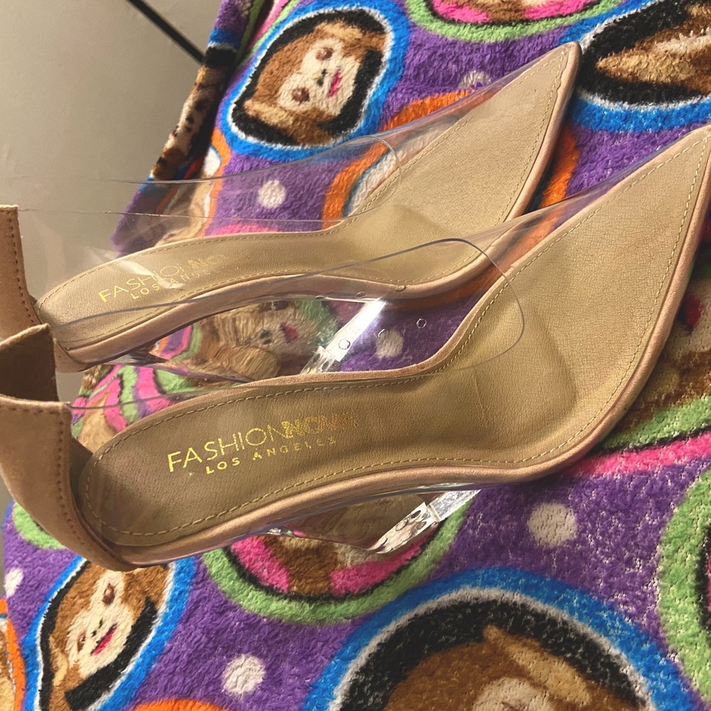 FashionNova nude/clear heels